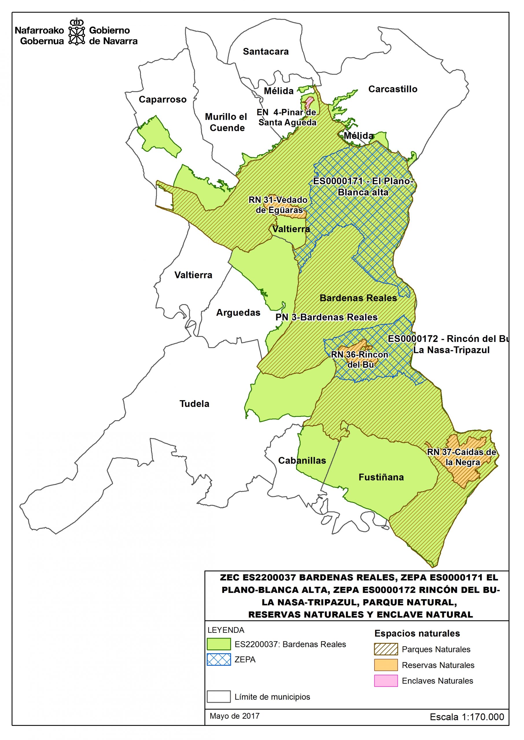 Mapa RNT 2000 en Bardenas